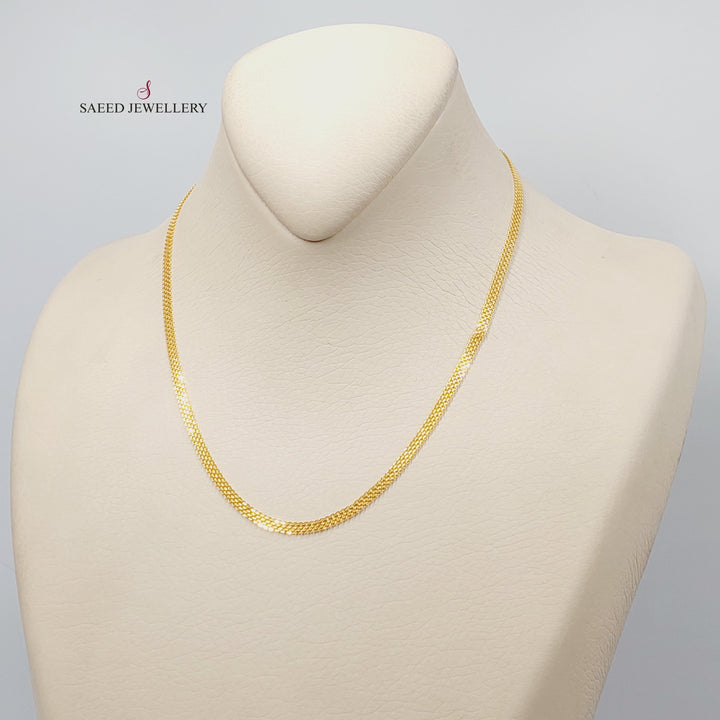 (3mm) Flat Chain 40cm | 15.7" Made of 21K Yellow Gold by Saeed Jewelry-30951