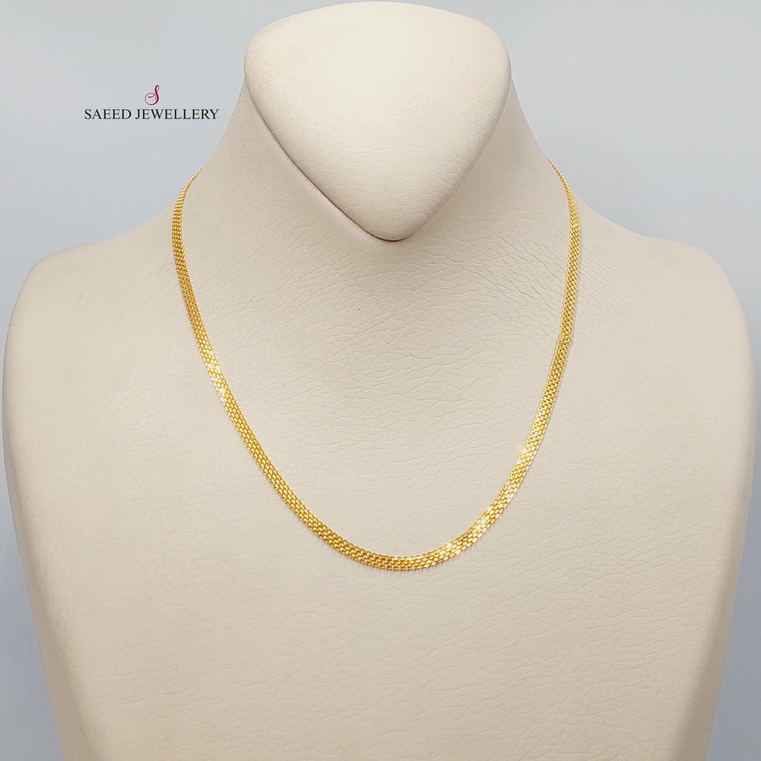 21K Gold 3mm Flat Chain by Saeed Jewelry - Image 1