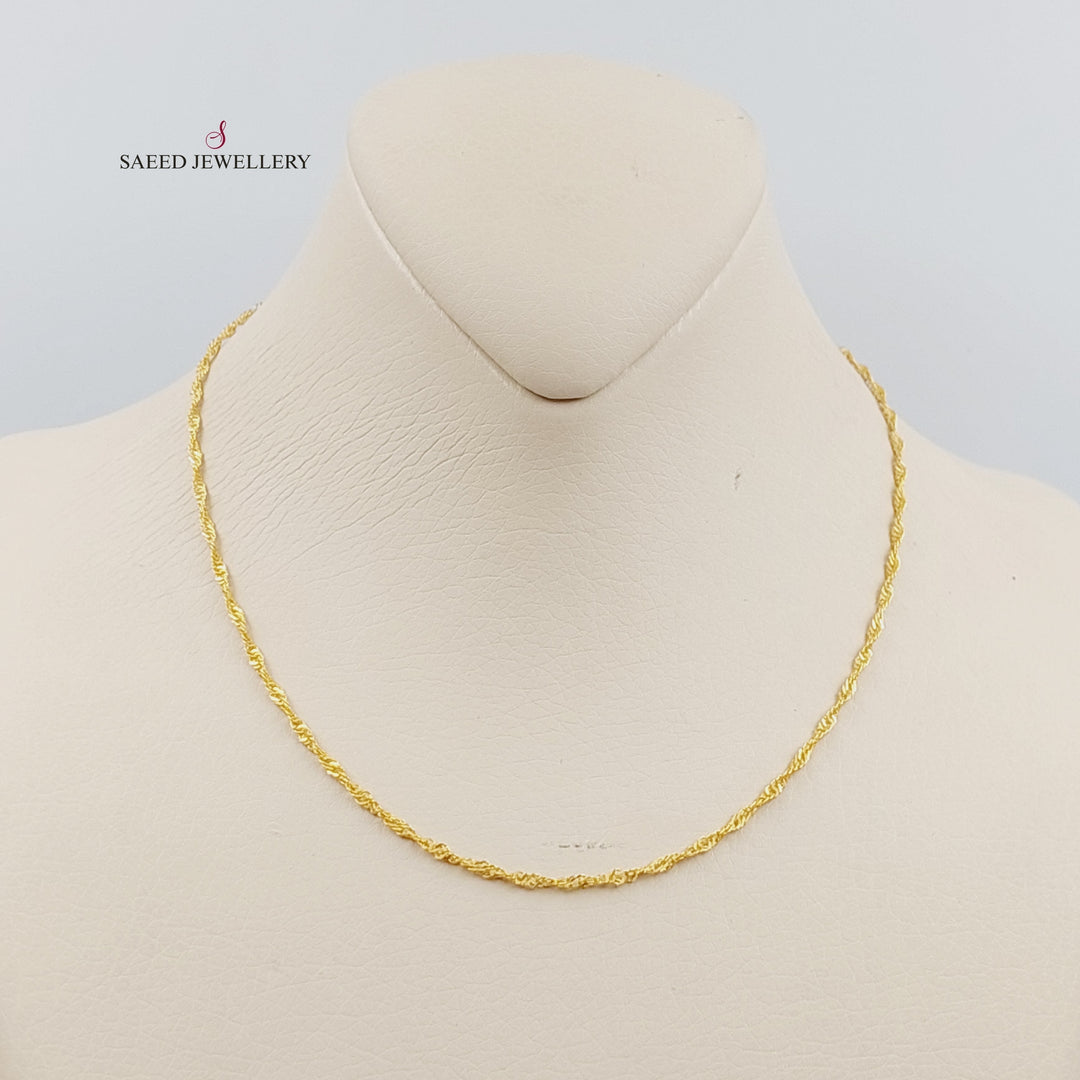 21K Gold 3mm Singapore Chain by Saeed Jewelry - Image 2