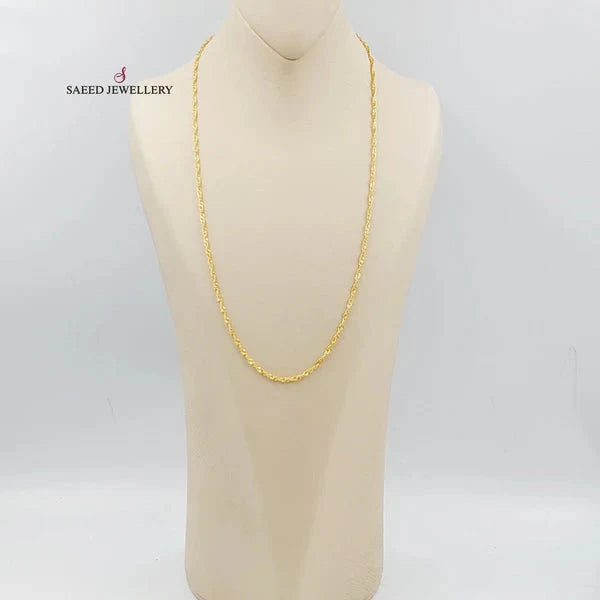 21K Gold 3mm Singapore Chain by Saeed Jewelry - Image 4