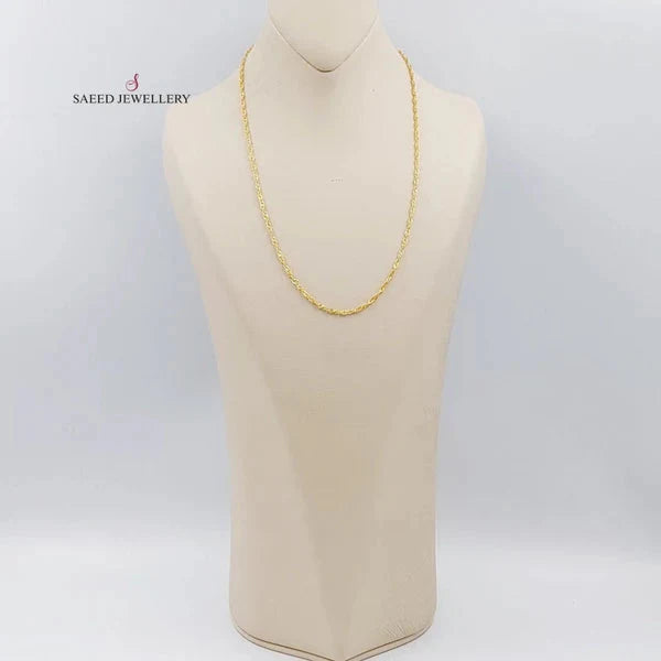 21K Gold 3mm Singapore Chain by Saeed Jewelry - Image 5