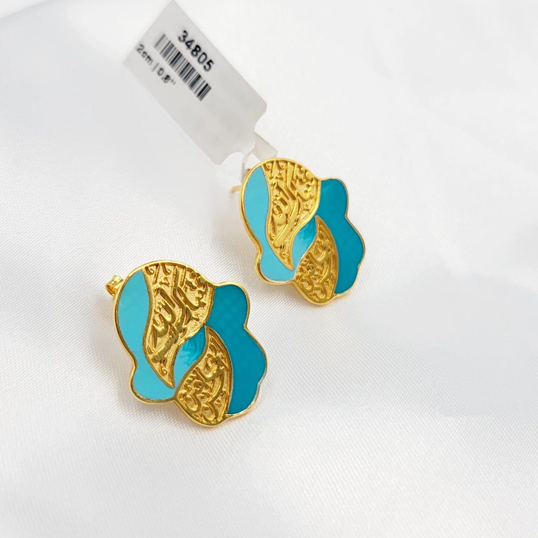 Enameled Islamic Earrings Made of 21K Gold by Saeed Jewelry 