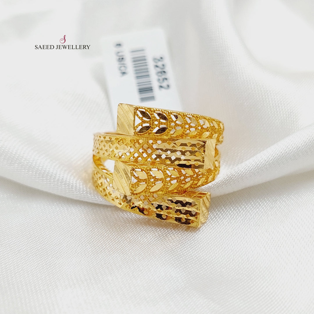 21K Gold Engraved Ring by Saeed Jewelry - Image 3