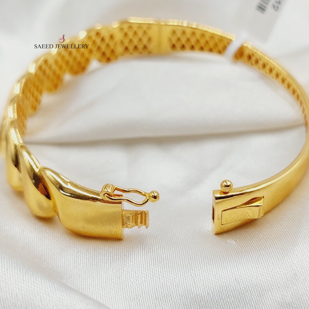 21K Gold Deluxe Almond Bangle Bracelet by Saeed Jewelry - Image 5