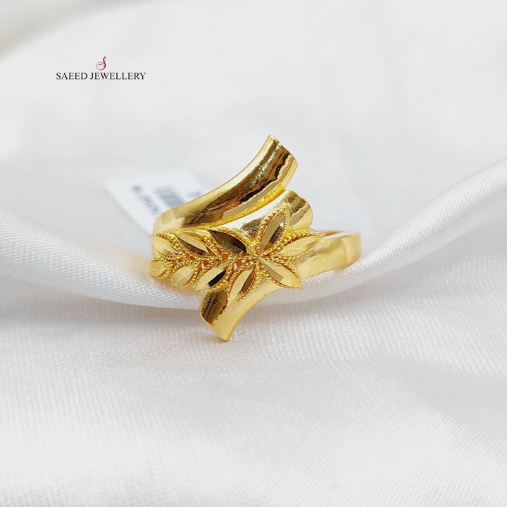 21K Gold Deluxe Leaf Ring by Saeed Jewelry - Image 4