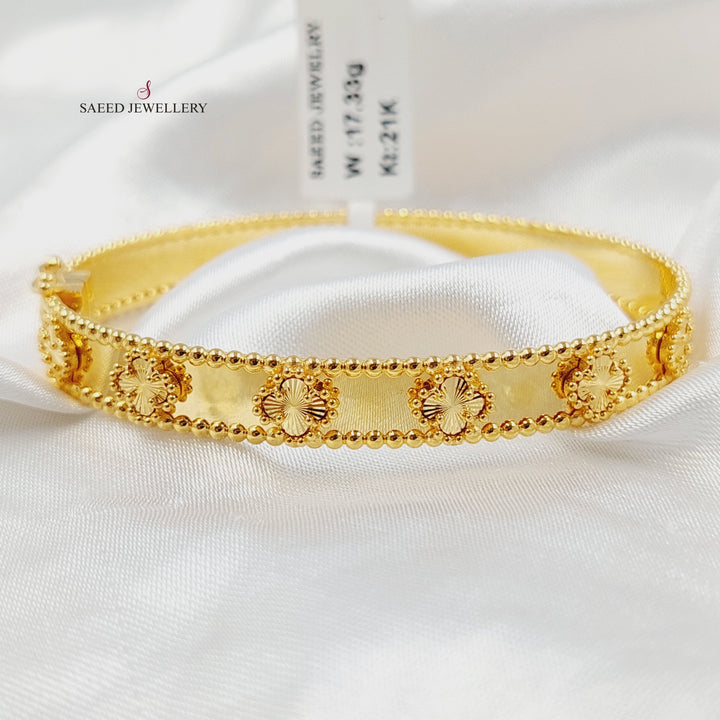 21K Gold Clover Bangle Bracelet by Saeed Jewelry - Image 1