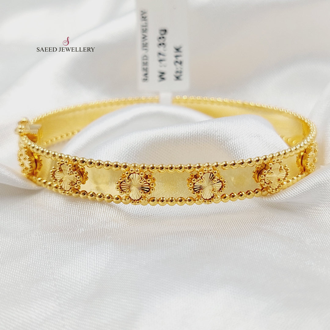 21K Gold Clover Bangle Bracelet by Saeed Jewelry - Image 5