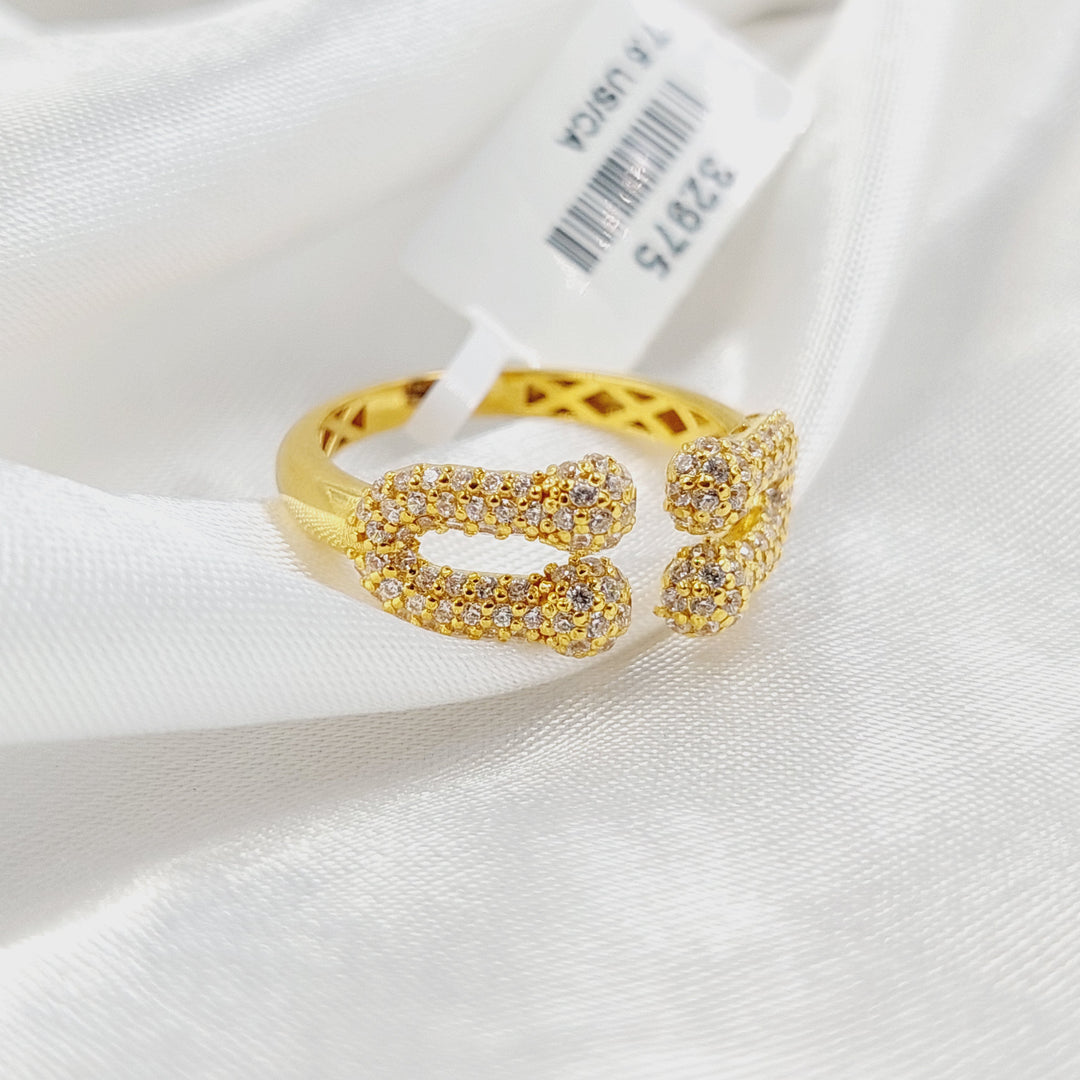 21K Gold Zircon Studded Paperclip Ring by Saeed Jewelry - Image 1