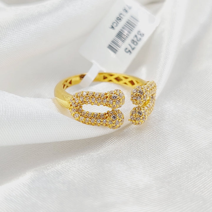 21K Gold Zircon Studded Paperclip Ring by Saeed Jewelry - Image 1