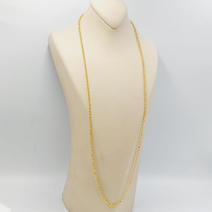 21K Gold 4mm Cable Link Chain 80cm by Saeed Jewelry - Image 3