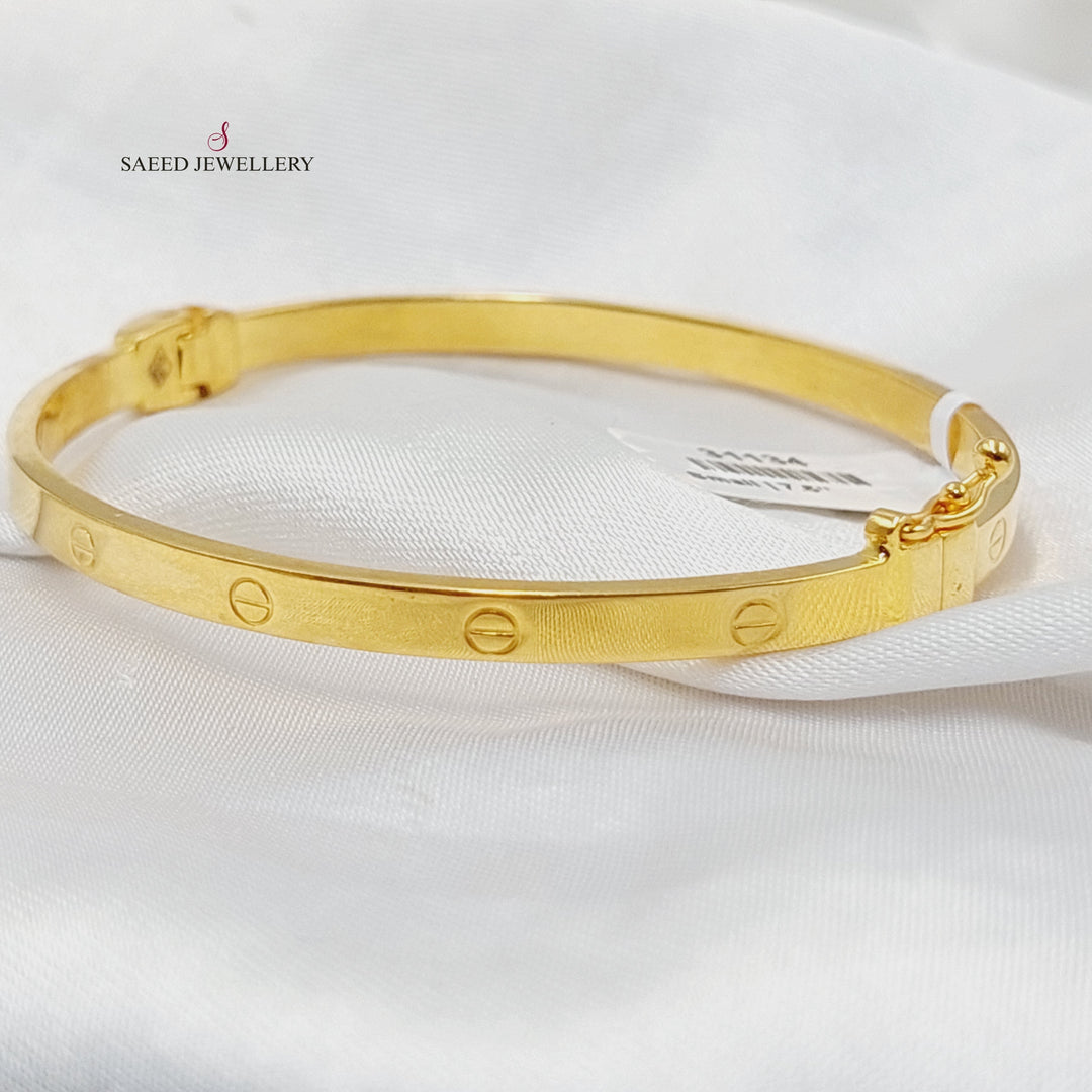 21K Gold 4mm Figaro Bangle Bracelet by Saeed Jewelry - Image 4