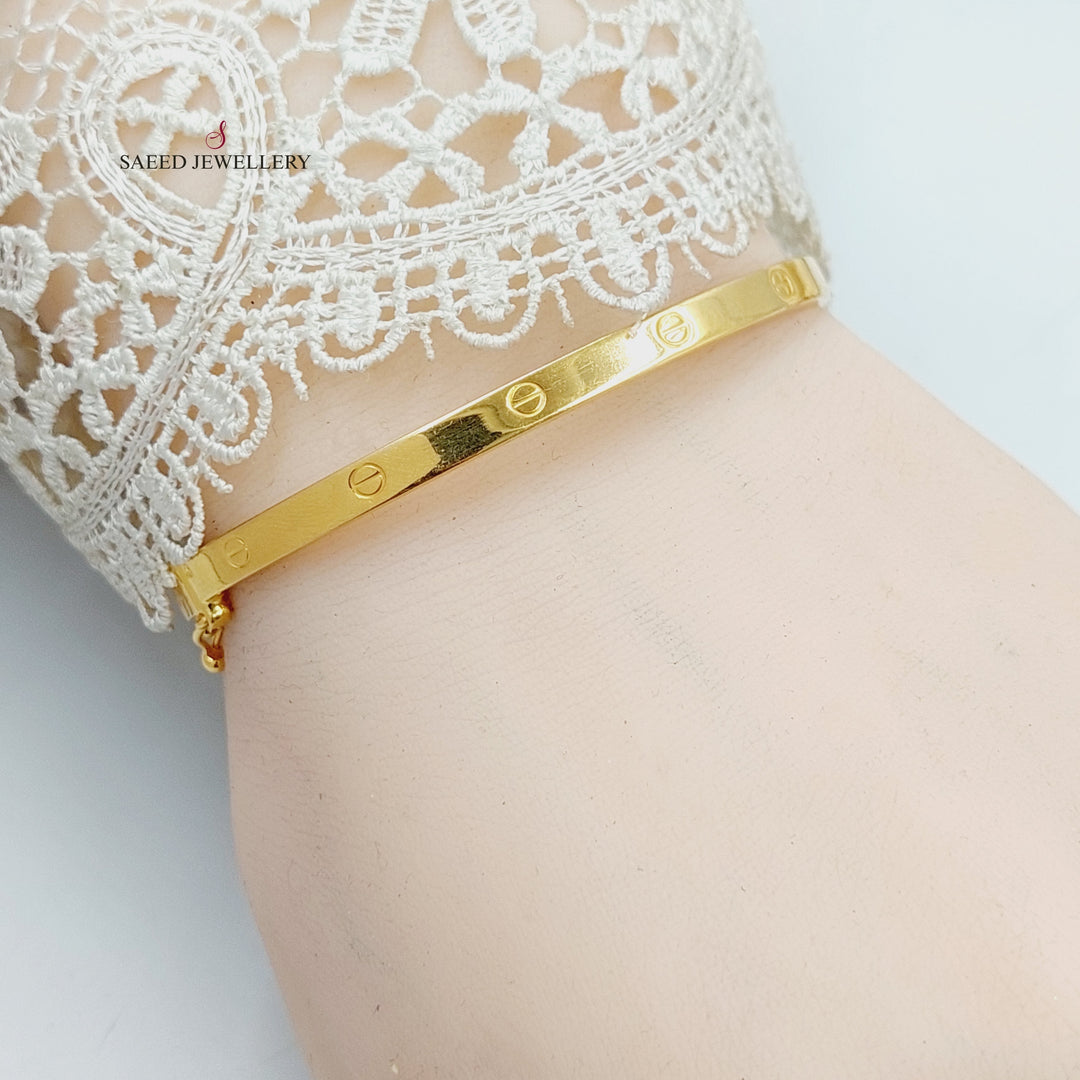 21K Gold 4mm Figaro Bangle Bracelet by Saeed Jewelry - Image 5