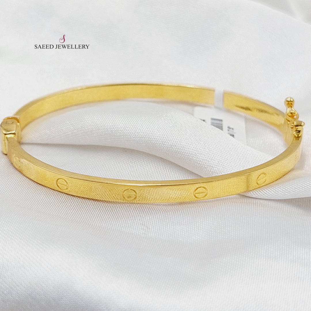 21K Gold 4mm Figaro Bangle Bracelet by Saeed Jewelry - Image 8