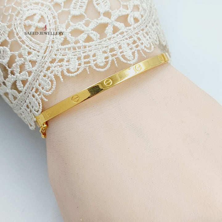 21K Gold 4mm Figaro Bangle Bracelet by Saeed Jewelry - Image 9