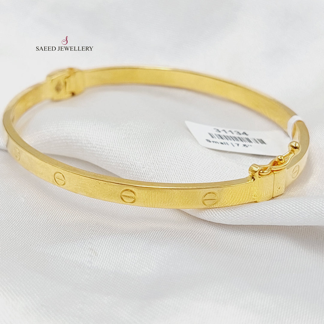 21K Gold 4mm Figaro Bangle Bracelet by Saeed Jewelry - Image 1