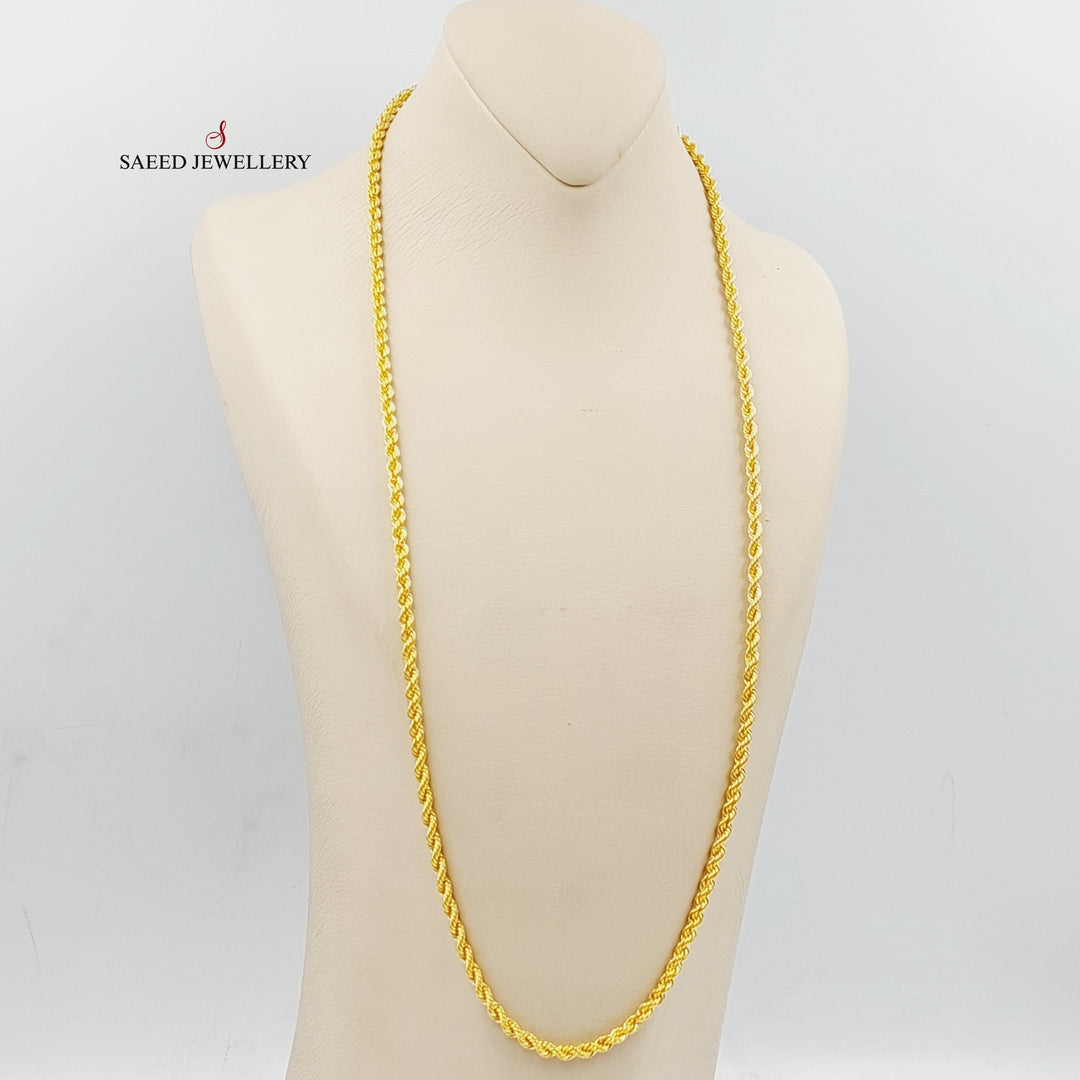(4mm) Rope Chain 70cm Made Of 21K Yellow Gold by Saeed Jewelry-29277