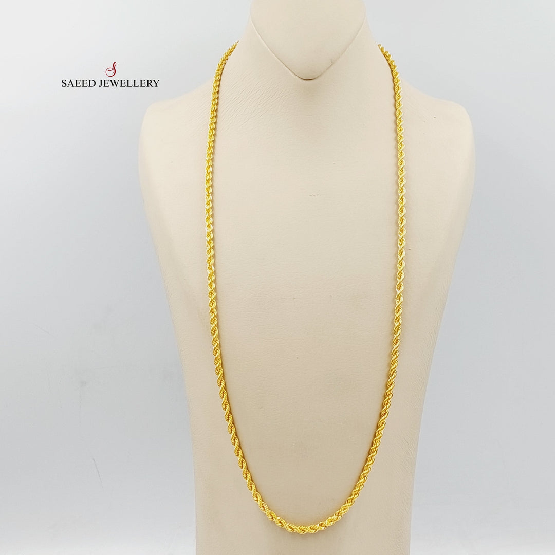 (4mm) Rope Chain 70cm Made Of 21K Yellow Gold by Saeed Jewelry-29277