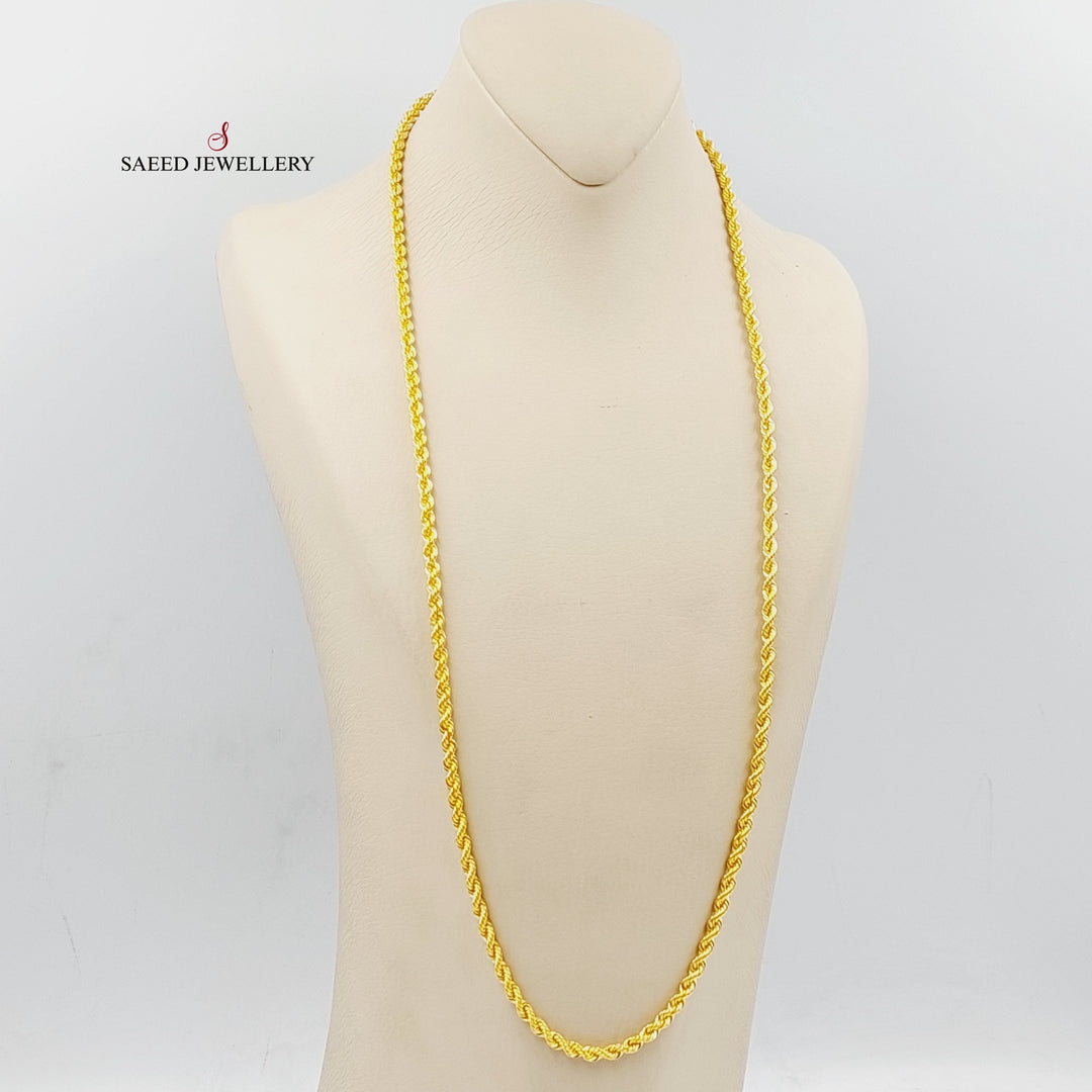 (4mm) Rope Chain 70cm Made Of 21K Yellow Gold by Saeed Jewelry-29277