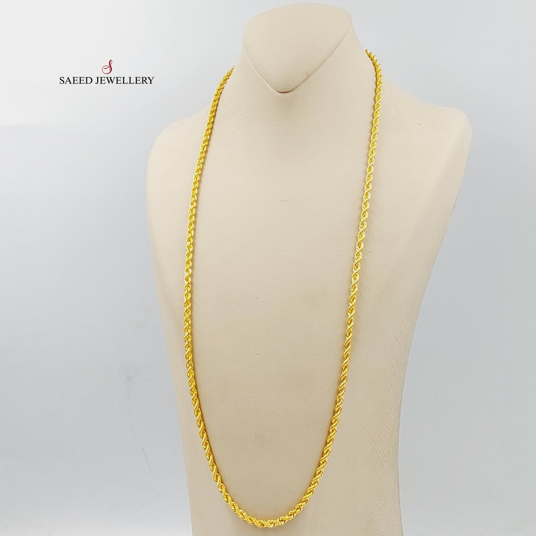 (4mm) Rope Chain 70cm Made Of 21K Yellow Gold by Saeed Jewelry-29277