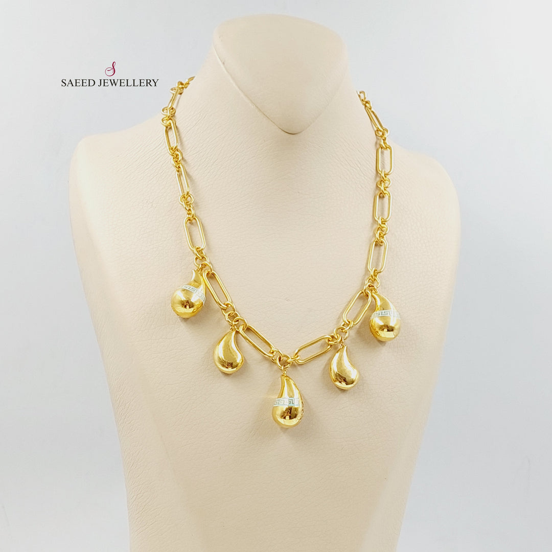 21K Gold Enameled Almond Necklace by Saeed Jewelry - Image 3