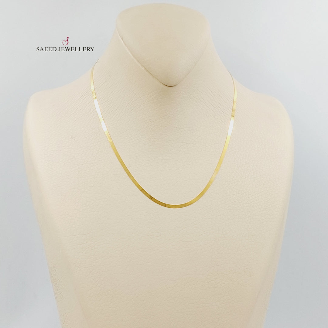 21K Gold 2mm Flat Chain 40cm | 15.7" by Saeed Jewelry - Image 4