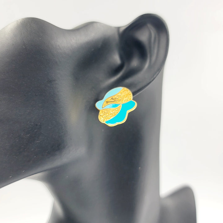 Enameled Islamic Earrings Made of 21K Gold by Saeed Jewelry 