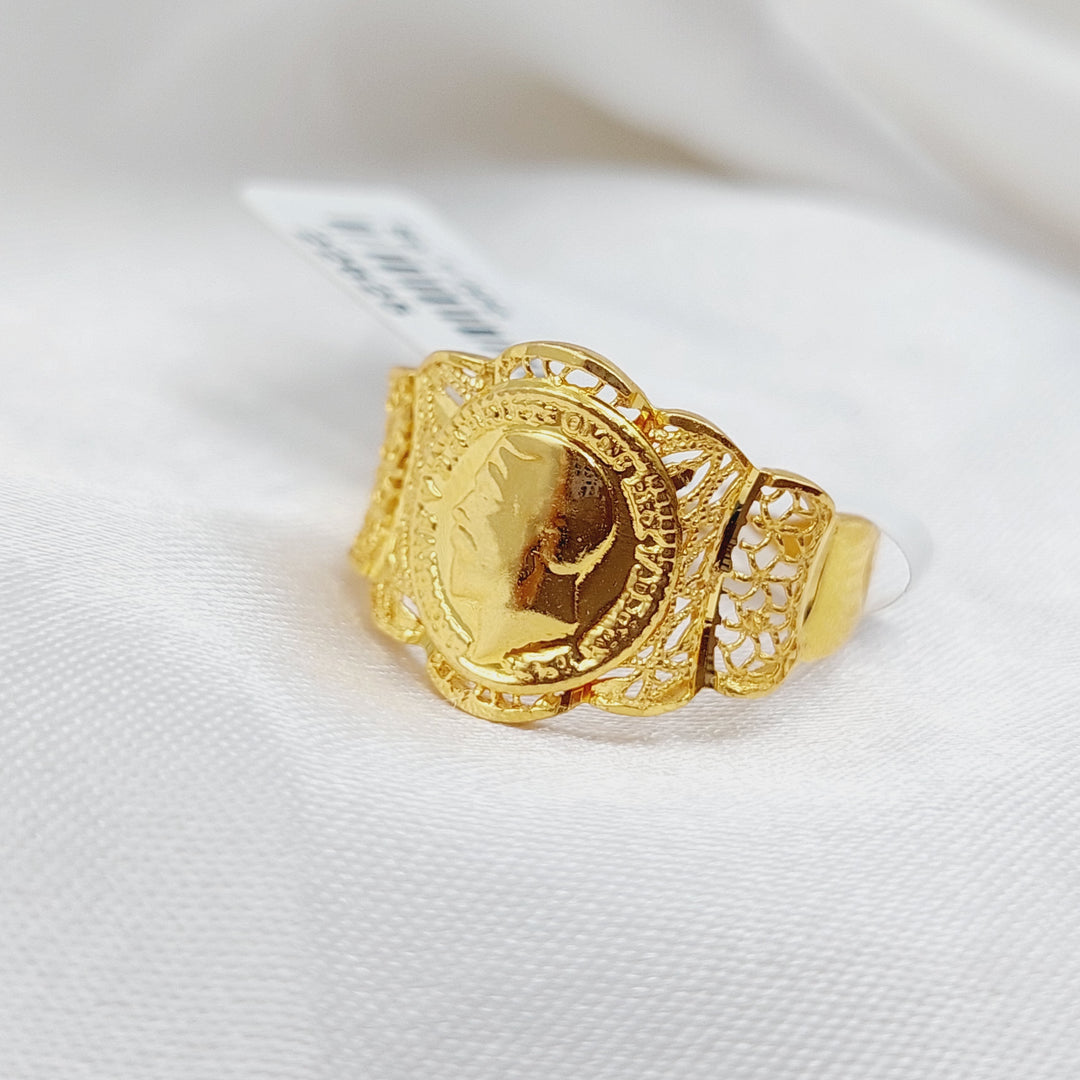 21K Gold English Lira Ring by Saeed Jewelry - Image 5