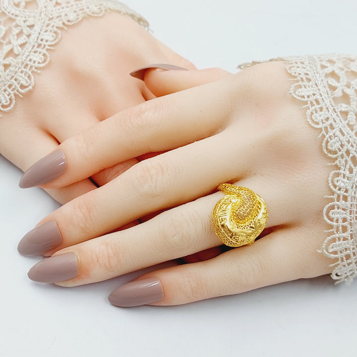 21K Gold Engraved Ring by Saeed Jewelry - Image 4