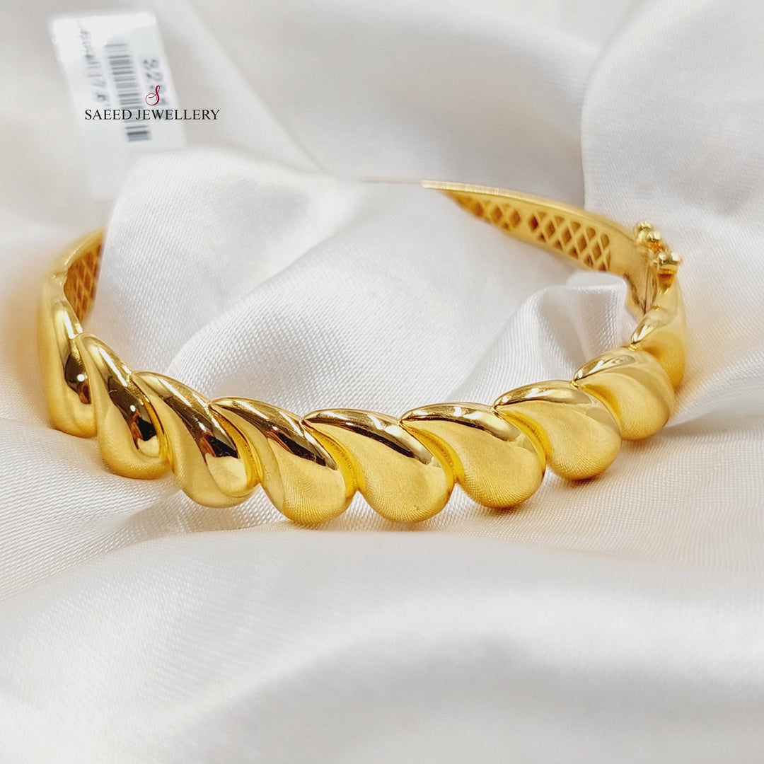 21K Gold Deluxe Almond Bangle Bracelet by Saeed Jewelry - Image 1