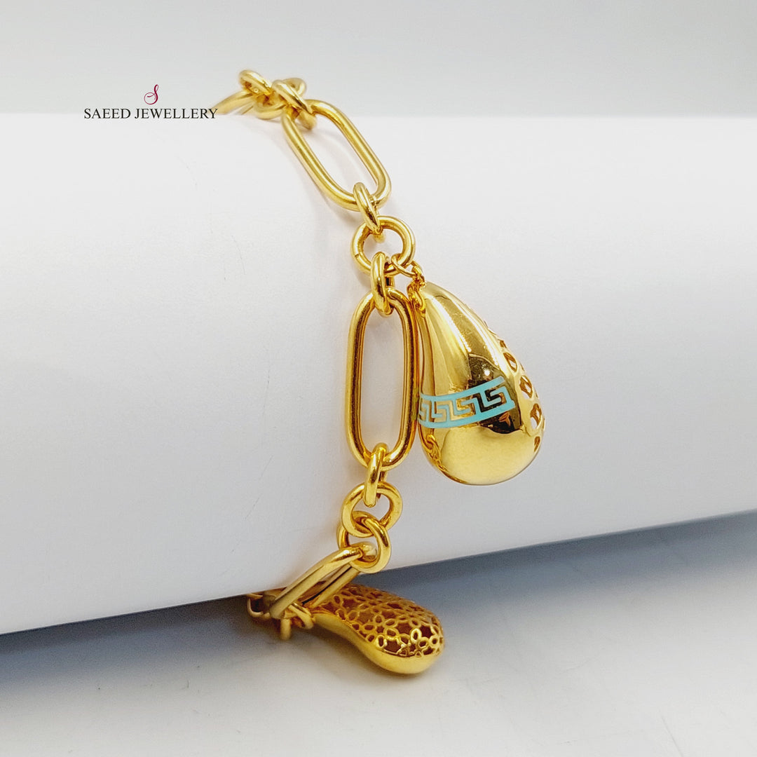 21K Gold Enameled Almond Bracelet by Saeed Jewelry - Image 2