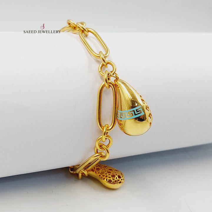 21K Gold Enameled Almond Bracelet by Saeed Jewelry - Image 2