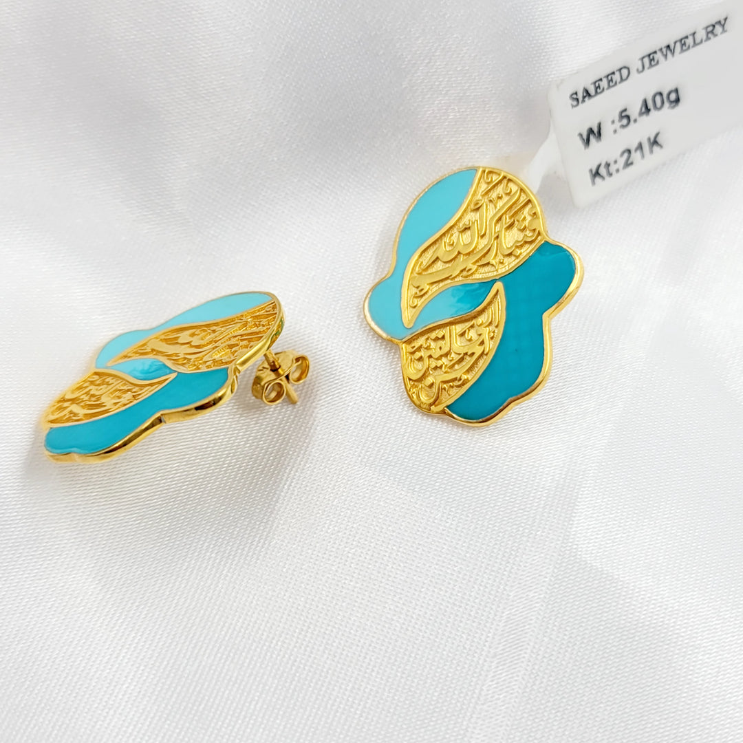 Enameled Islamic Earrings Made of 21K Gold by Saeed Jewelry 
