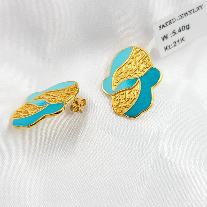 Enameled Islamic Earrings Made of 21K Gold by Saeed Jewelry 