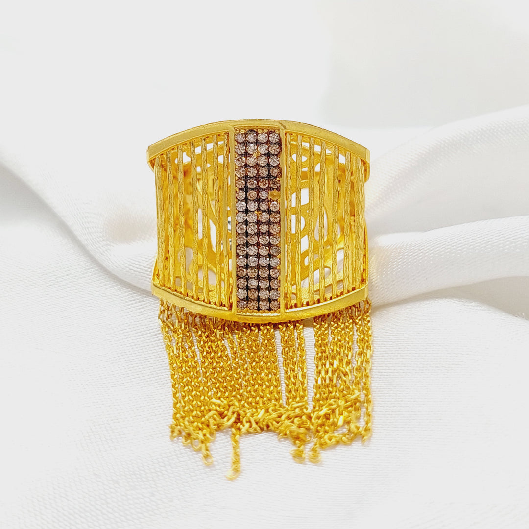 21K Gold Zircon Studded Joy Ring by Saeed Jewelry - Image 2