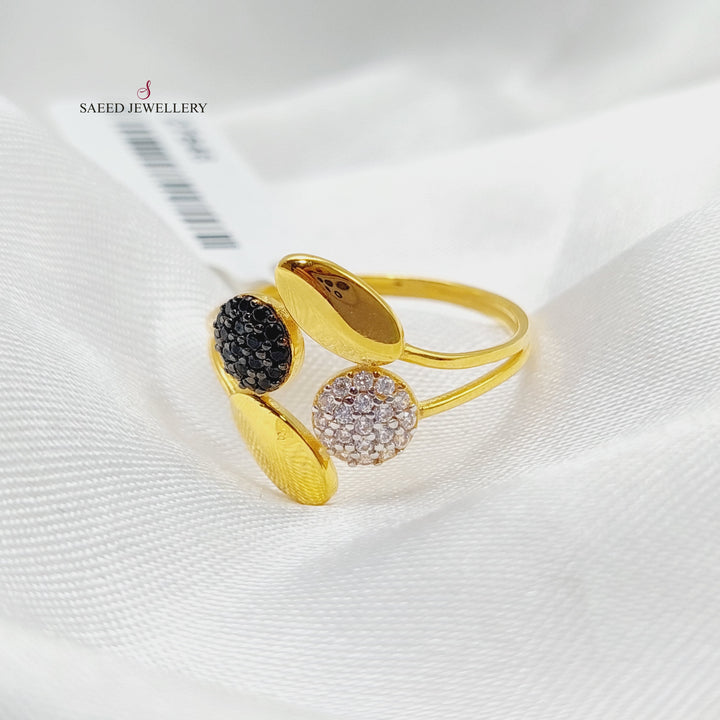 21K Gold Zircon Studded Tears Ring by Saeed Jewelry - Image 14