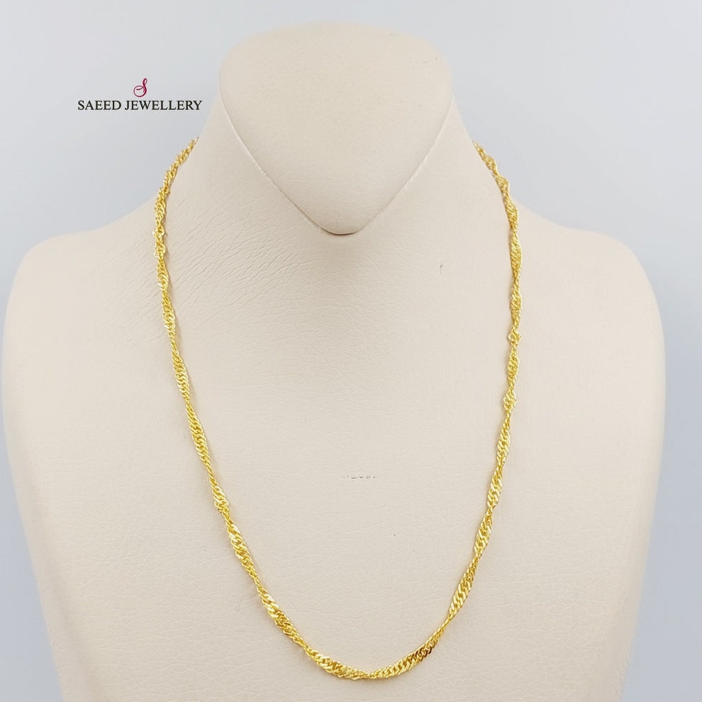 (5mm) Singapore Chain <span style="font-size: 0.875rem;">Made of 21K Yellow Gold</span> by Saeed Jewelry-27166