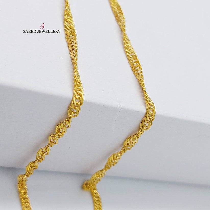 (5mm) Singapore Chain <span style="font-size: 0.875rem;">Made of 21K Yellow Gold</span> by Saeed Jewelry-27166