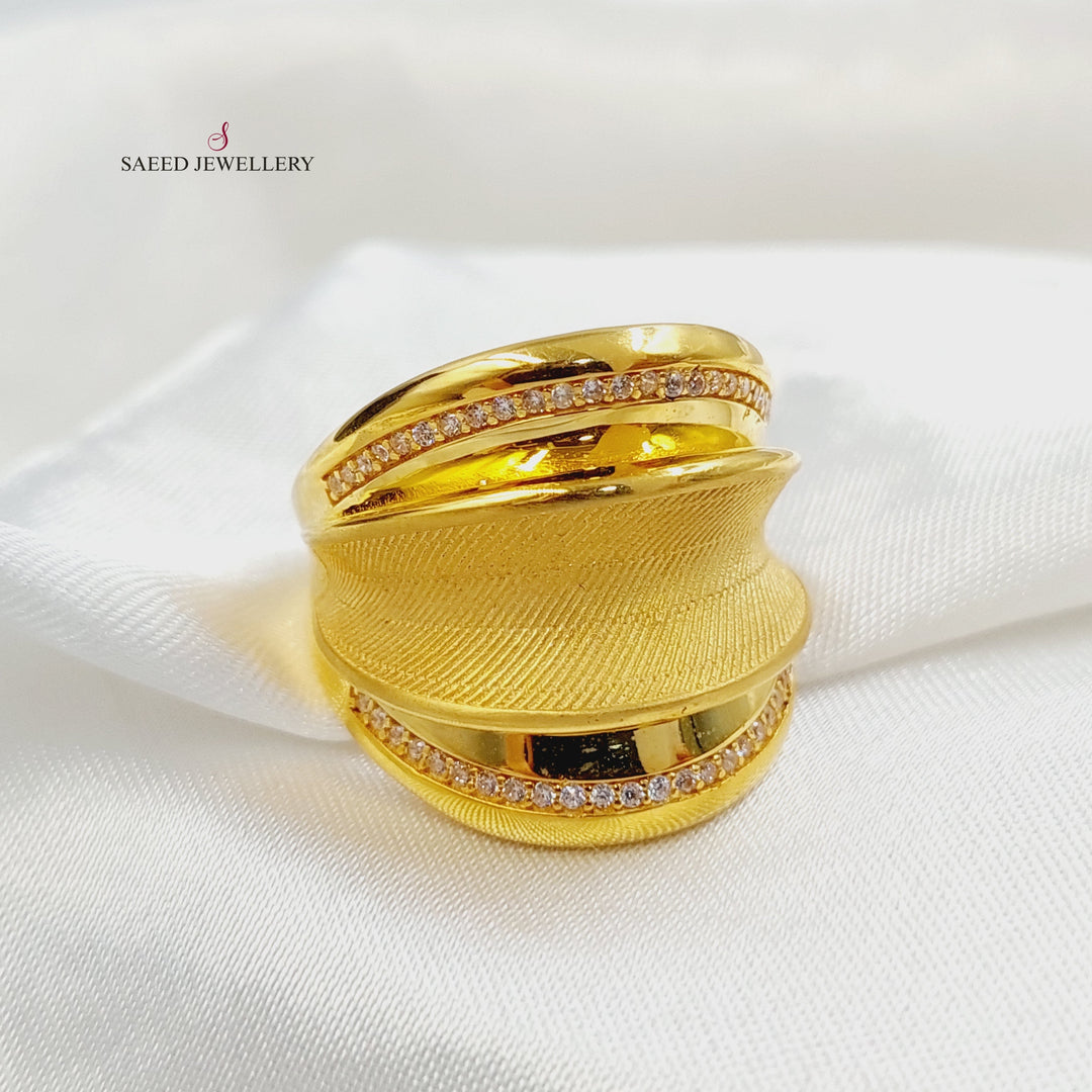 21K Gold Zircon Studded Turkish Ring by Saeed Jewelry - Image 3