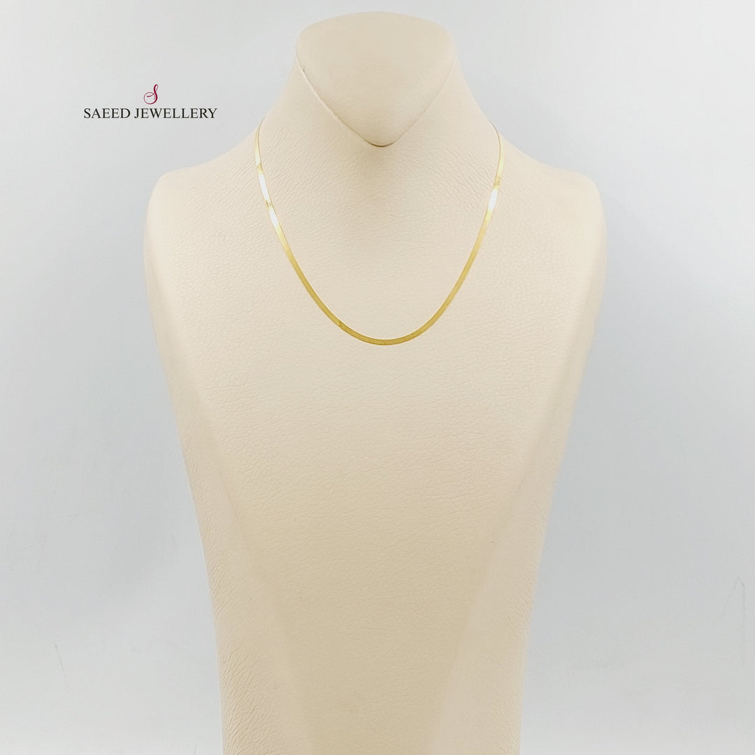 21K Gold 2mm Flat Chain 40cm | 15.7" by Saeed Jewelry - Image 3