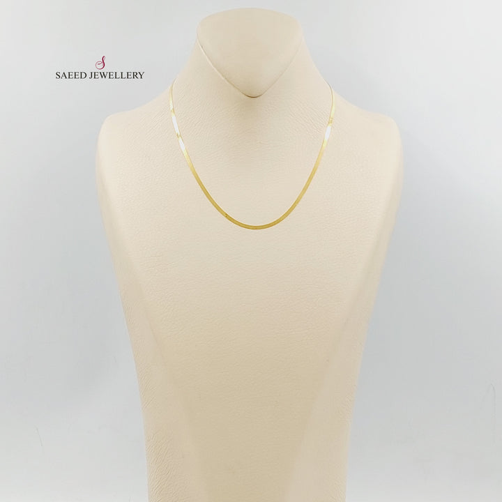 21K Gold 2mm Flat Chain 40cm | 15.7" by Saeed Jewelry - Image 3