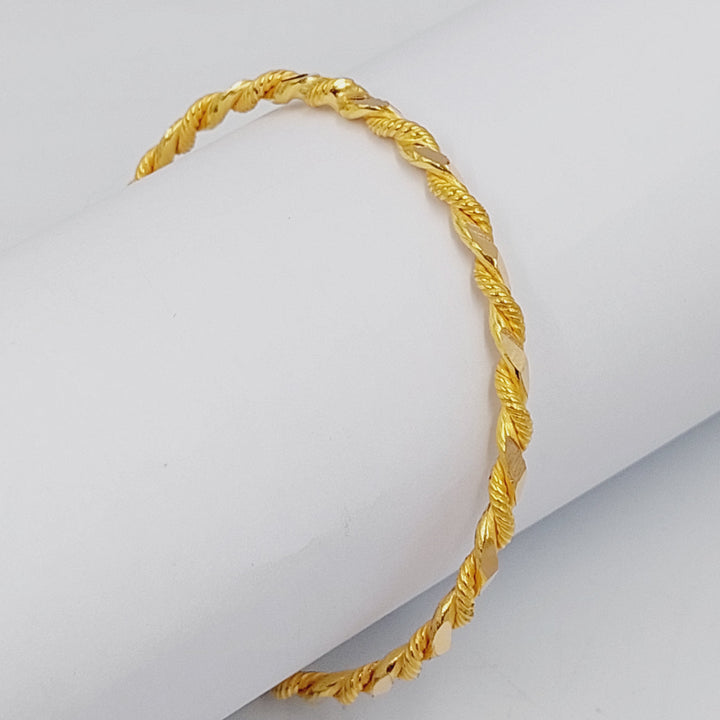 21K Gold Solid Twisted Bangle by Saeed Jewelry - Image 2