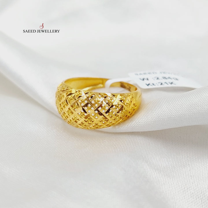 21K Gold Engraved Ring by Saeed Jewelry - Image 4