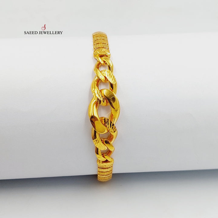 21K Gold Engraved Cuban Links Bracelet by Saeed Jewelry - Image 1