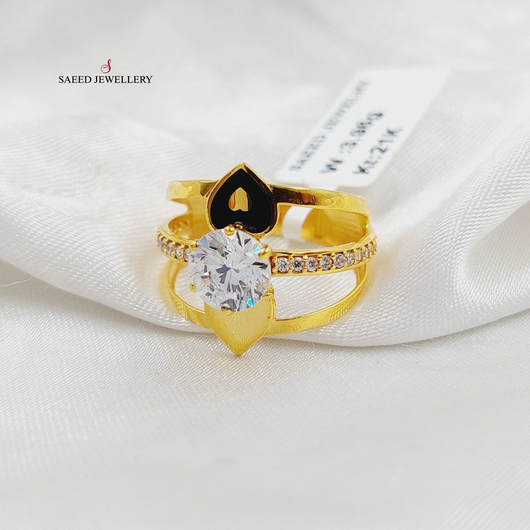 21K Gold Enameled & Zircon Studded Turkish Ring by Saeed Jewelry - Image 1