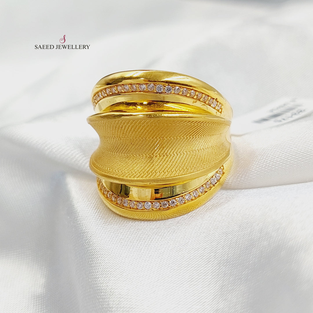 21K Gold Zircon Studded Turkish Ring by Saeed Jewelry - Image 2