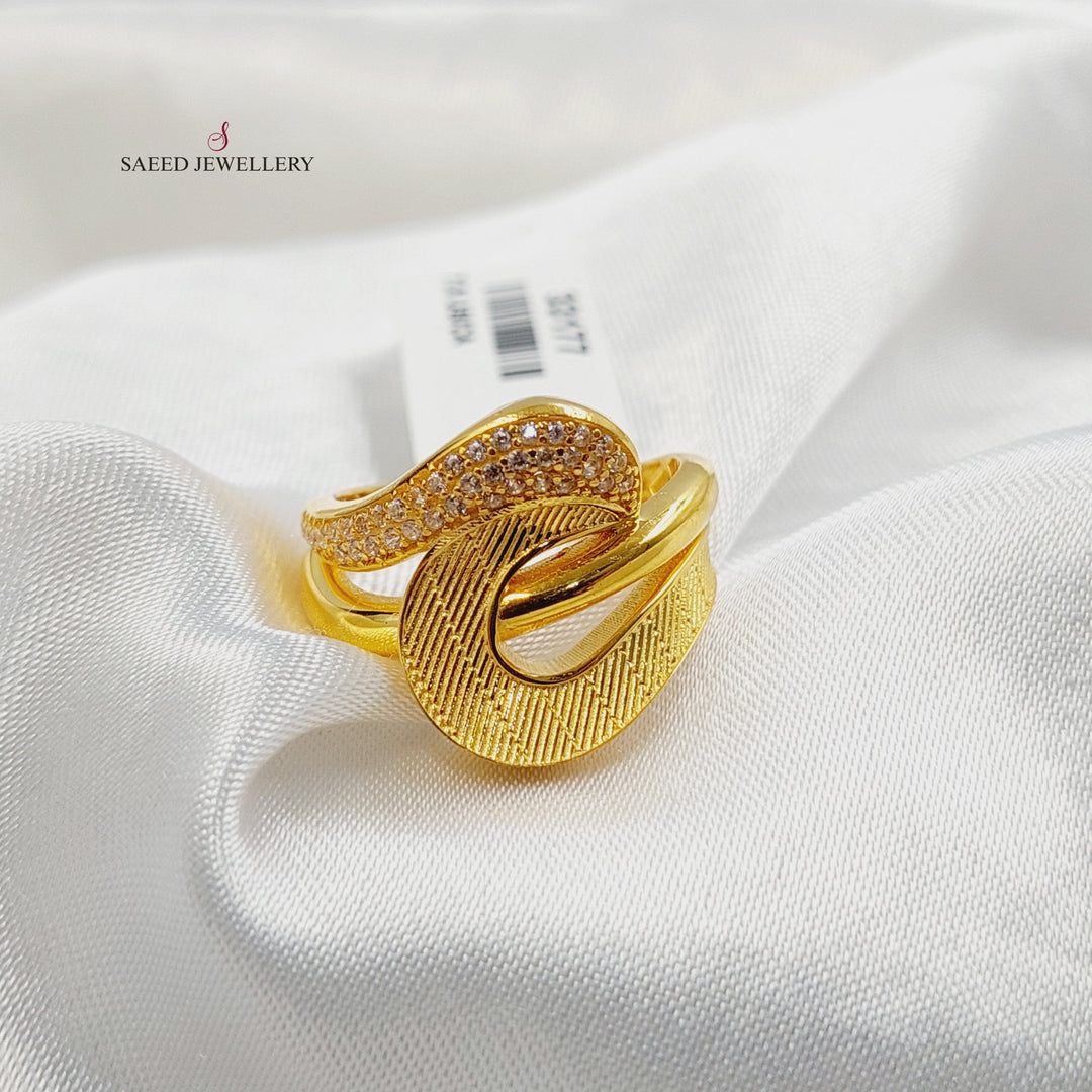 21K Gold Zircon Studded Turkish Ring by Saeed Jewelry - Image 3