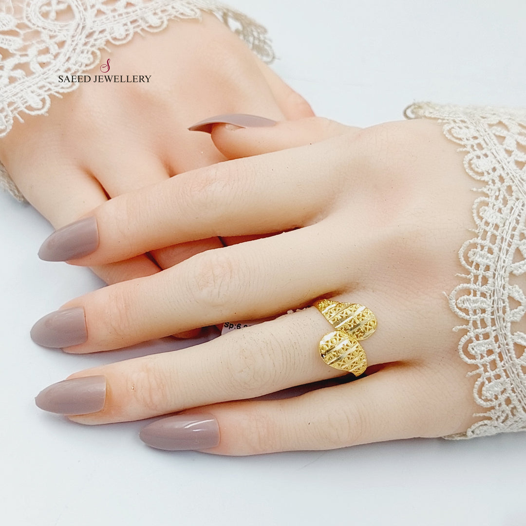 18K Gold Engraved Light Ring by Saeed Jewelry - Image 6