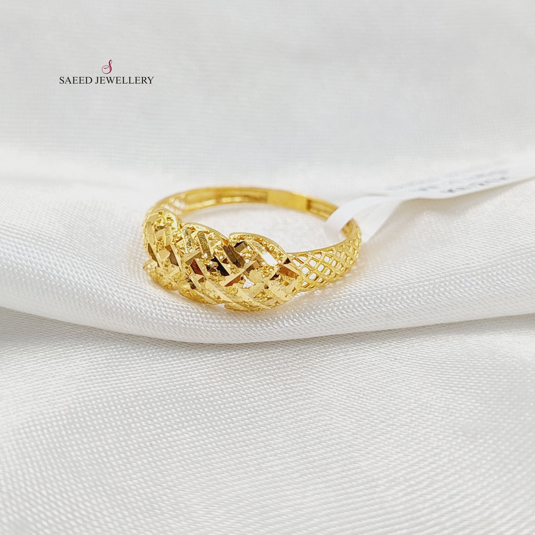 21K Gold Engraved Ring by Saeed Jewelry - Image 3