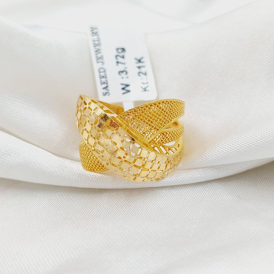 21K Gold Engraved Ring by Saeed Jewelry - Image 3