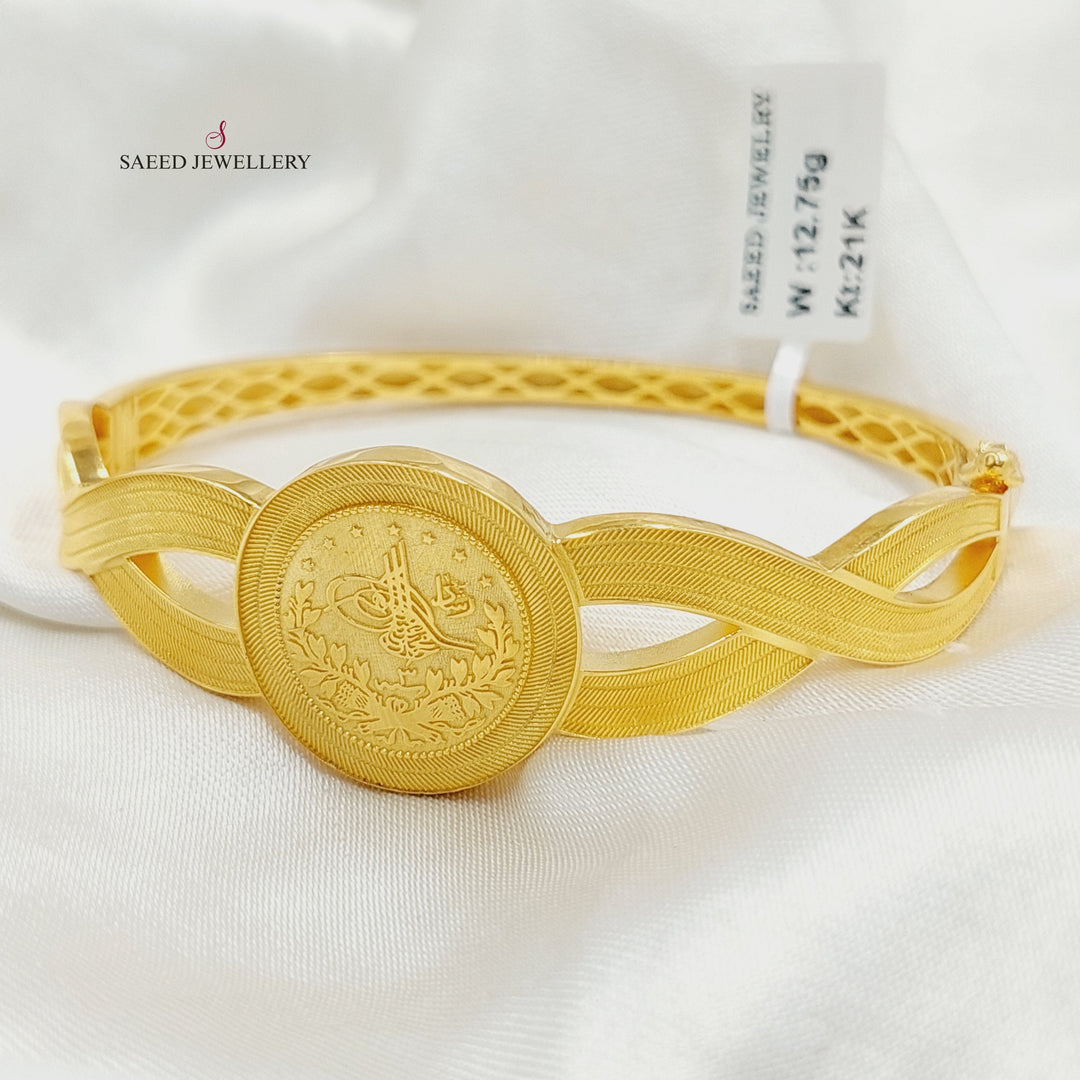 21K Gold Deluxe Rashadi Bangle Bracelet by Saeed Jewelry - Image 3